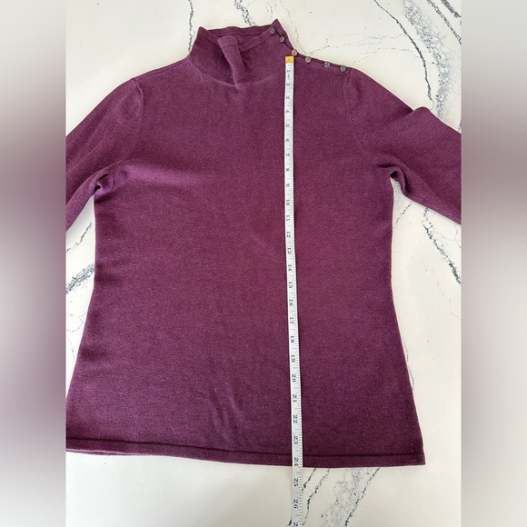 J. McLaughlin Purple Sweater Turtleneck Long Sleeve With Buttons Women's Size S - Picture 14 of 15